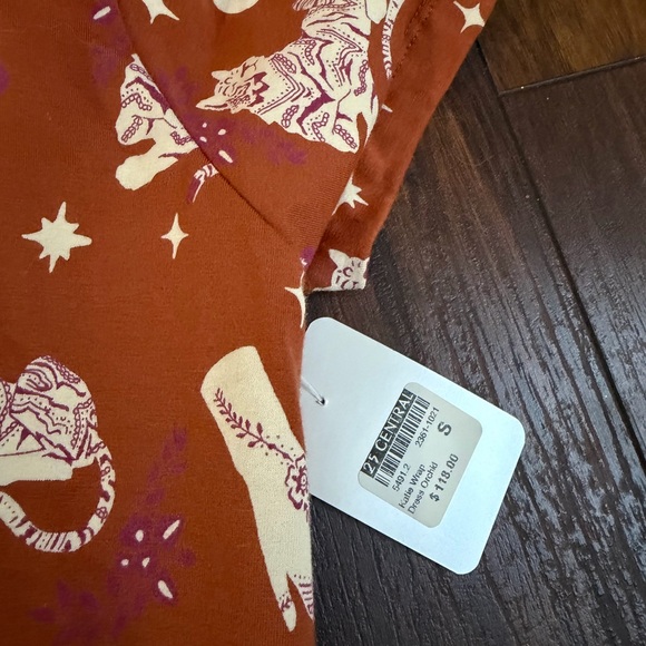 Mata Traders Rust Cat Print Wrap Dress - Picture 3 of 3